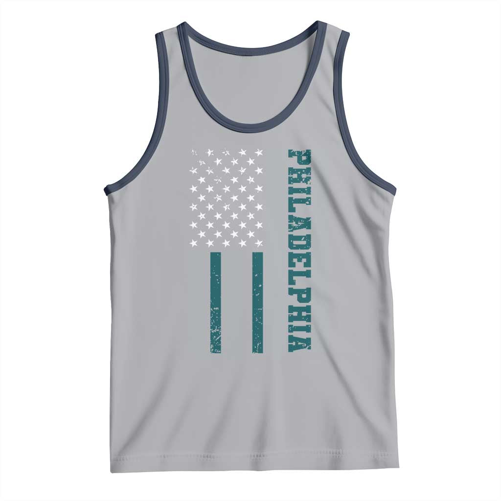 PFE Game Day Tank Top Retro American Flag Philly Lover TS10 Athletic Heather Navy Print Your Wear