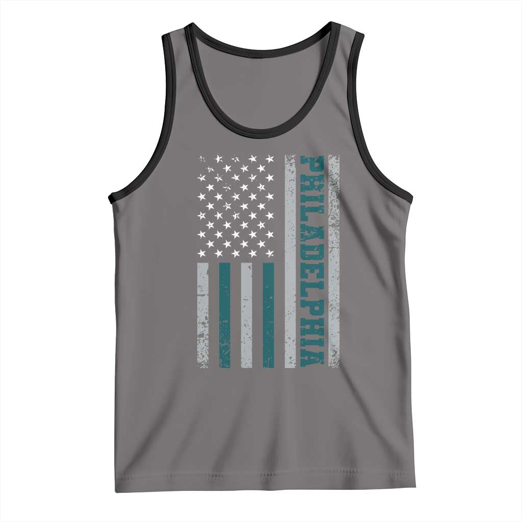 PFE Game Day Tank Top Retro American Flag Philly Lover TS10 Deep Heather Black Print Your Wear