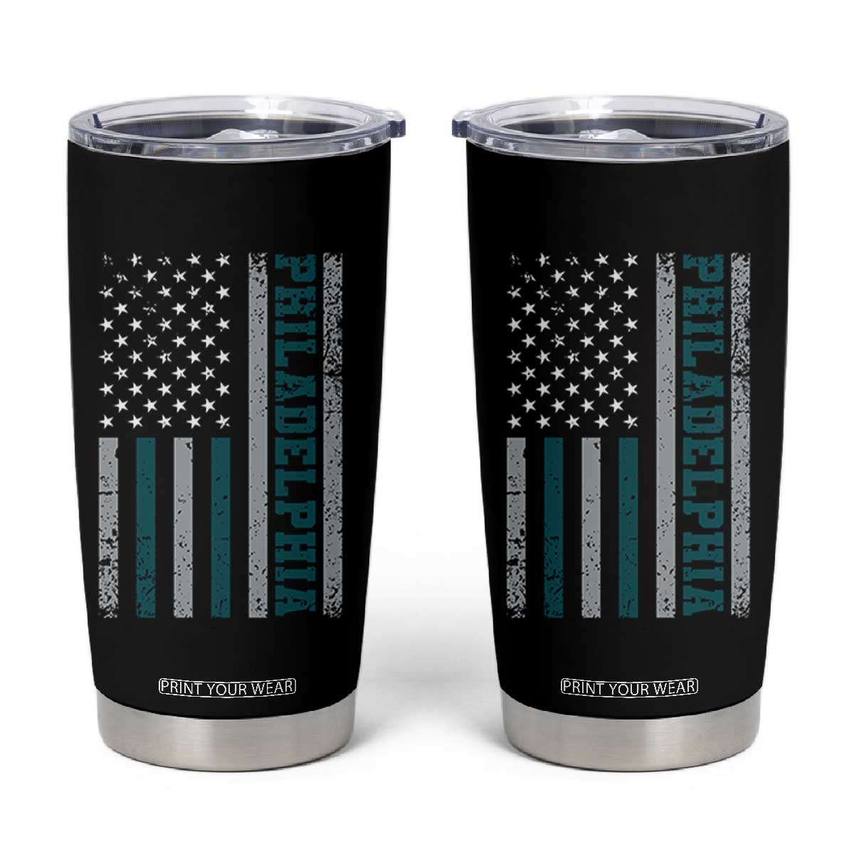 PFE Game Day Tumbler Cup Retro American Flag Philly Lover TS10 Black Print Your Wear