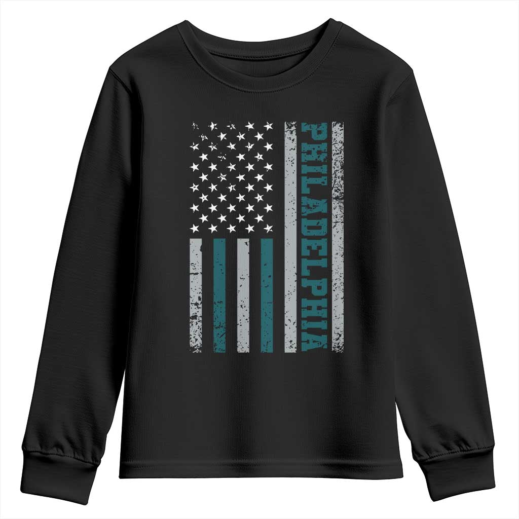 PFE Game Day Youth Sweatshirt Retro American Flag Philly Lover TS10 Black Print Your Wear