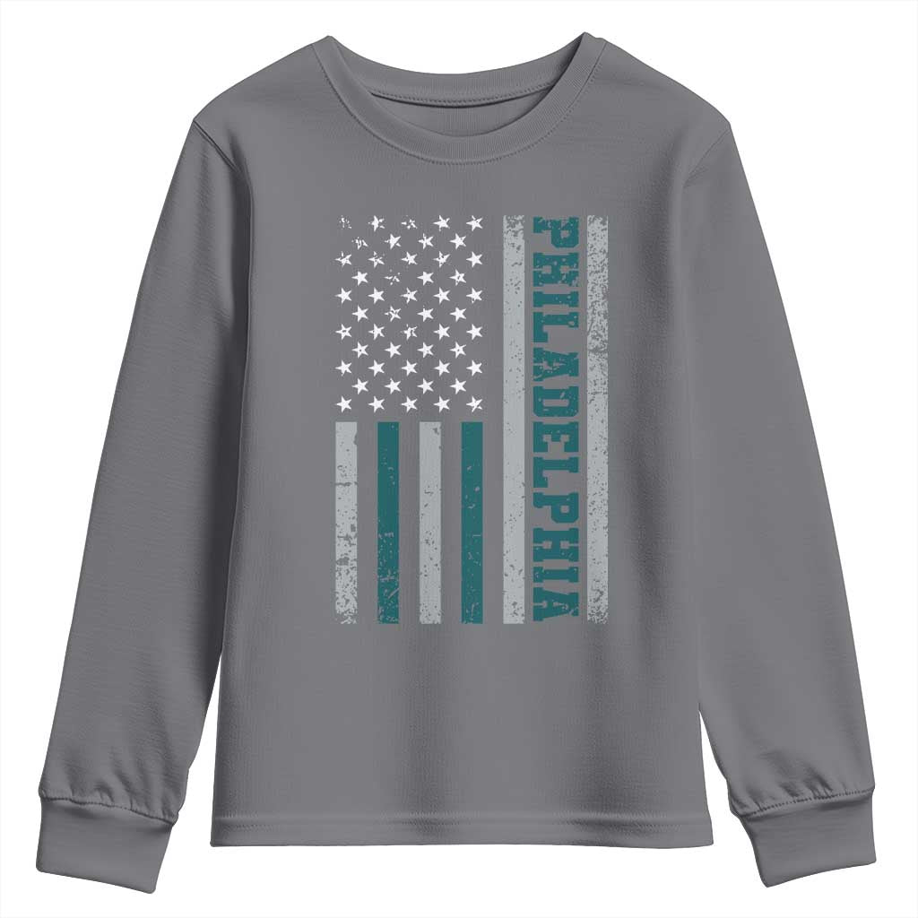 PFE Game Day Youth Sweatshirt Retro American Flag Philly Lover TS10 Charcoal Print Your Wear