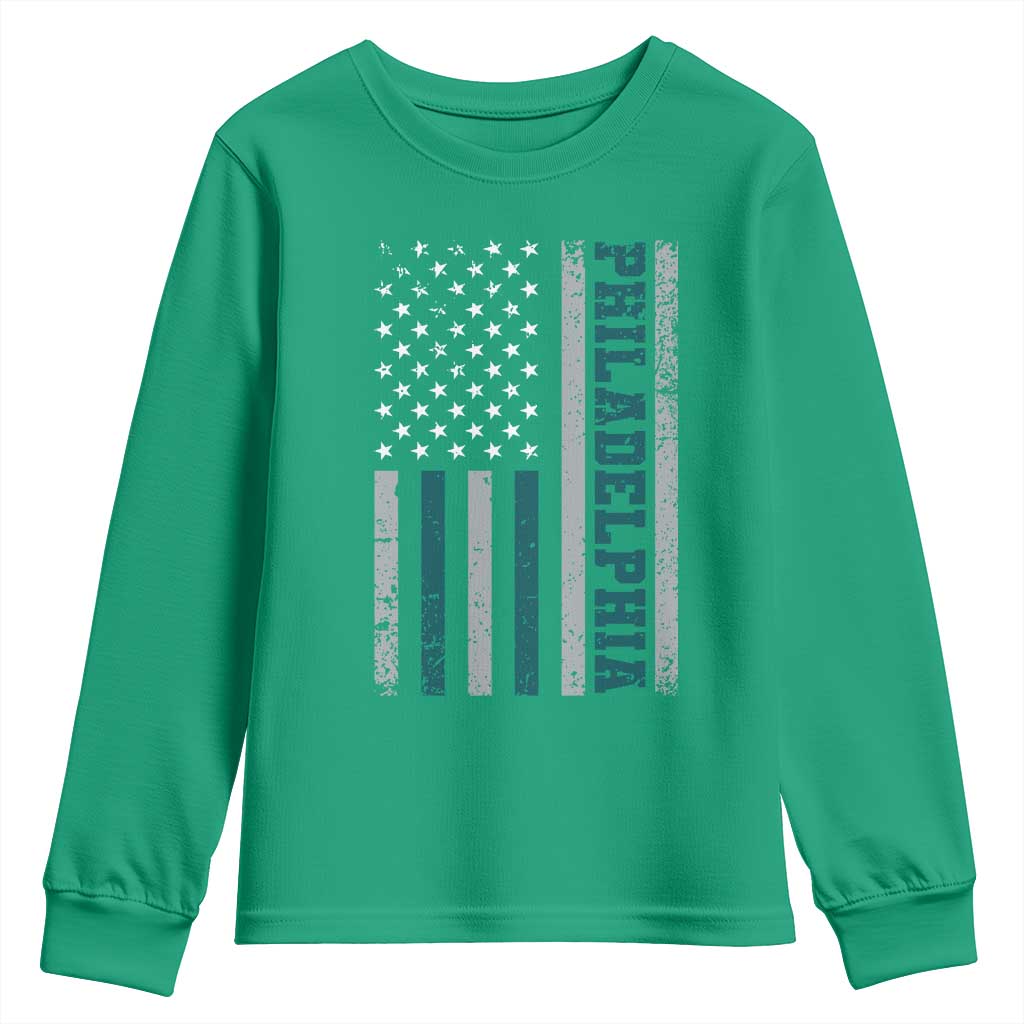 PFE Game Day Youth Sweatshirt Retro American Flag Philly Lover TS10 Irish Green Print Your Wear