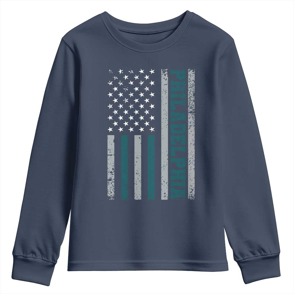 PFE Game Day Youth Sweatshirt Retro American Flag Philly Lover TS10 Navy Print Your Wear