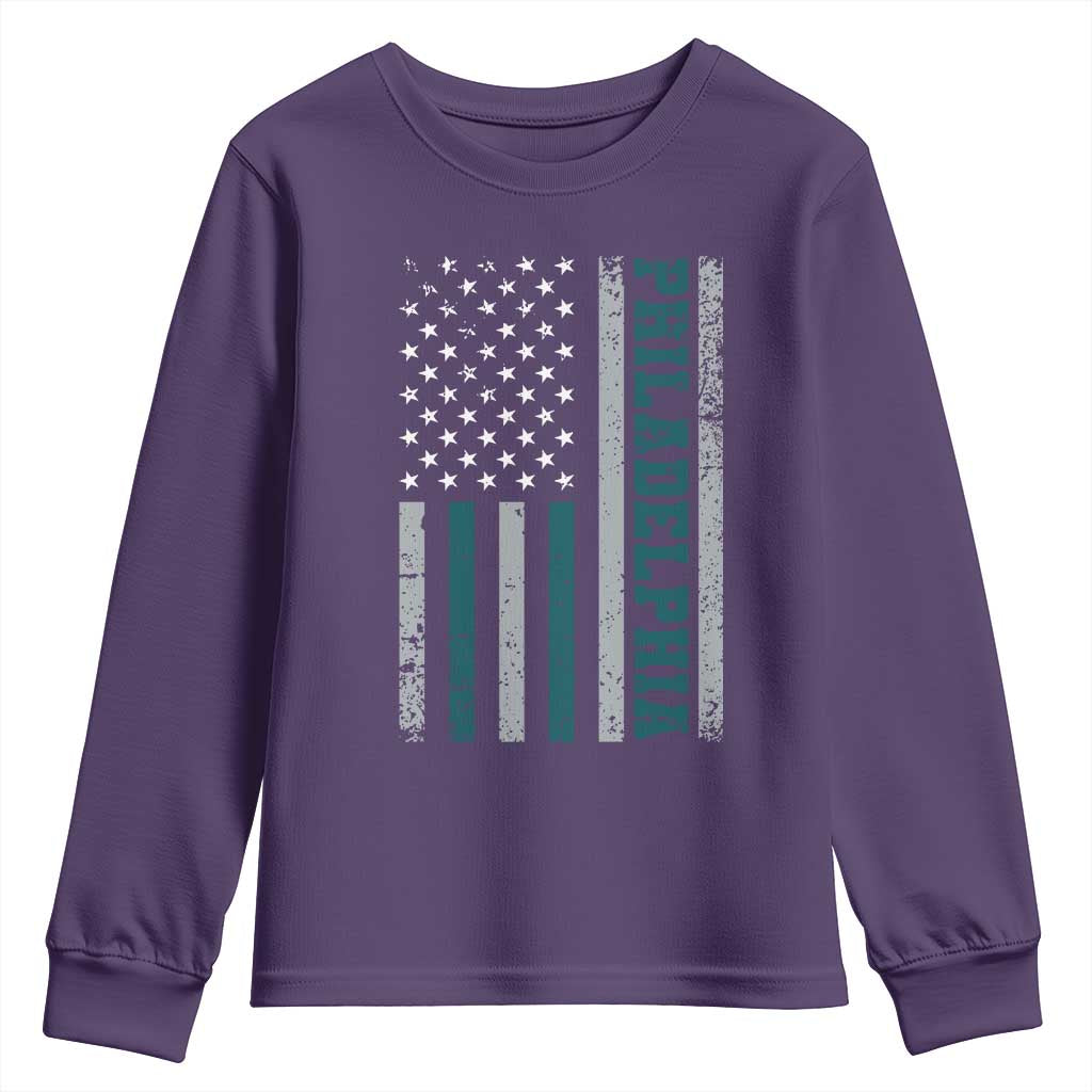 PFE Game Day Youth Sweatshirt Retro American Flag Philly Lover TS10 Purple Print Your Wear