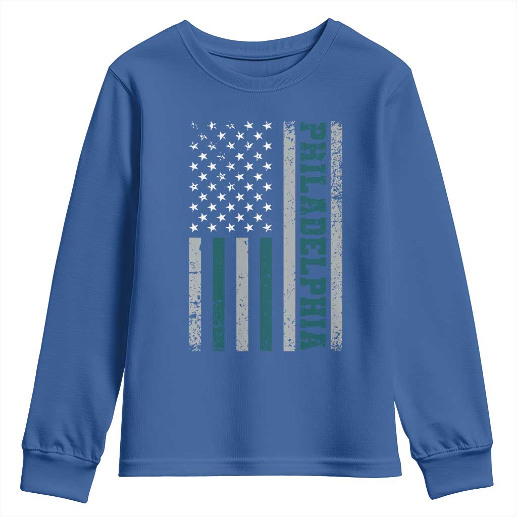 PFE Game Day Youth Sweatshirt Retro American Flag Philly Lover TS10 Royal Blue Print Your Wear