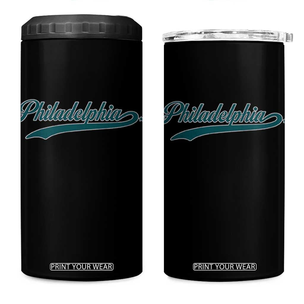 Philadelphia 4 in 1 Can Cooler Tumbler Mascot Vintage Sports Name TS10 One Size: 16 oz Black Print Your Wear
