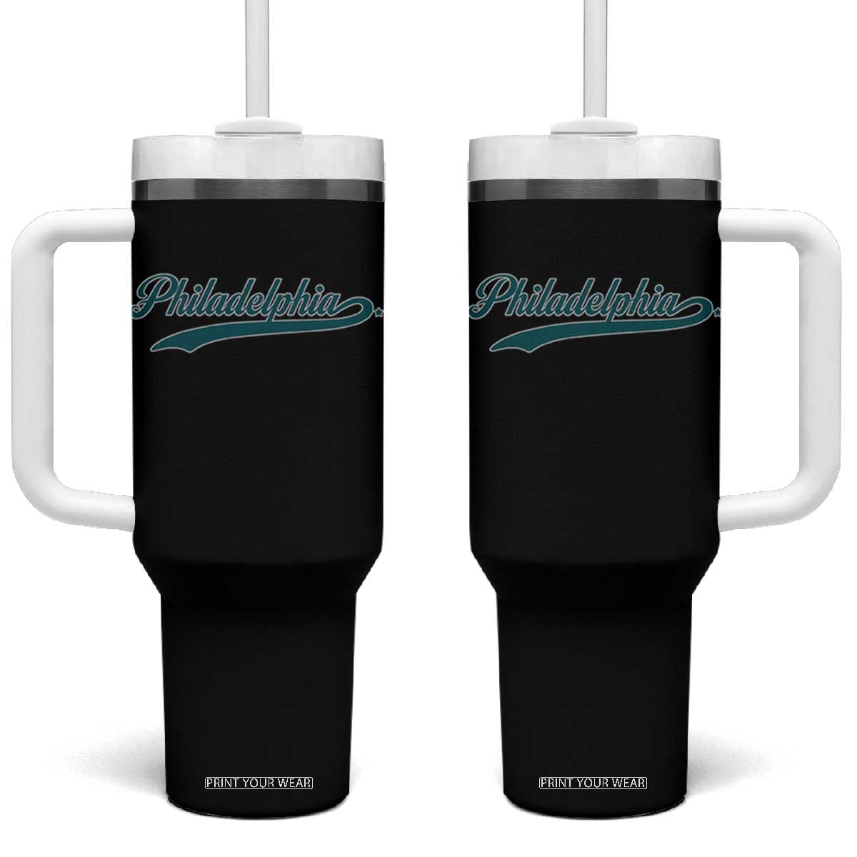 Philadelphia Tumbler With Handle Mascot Vintage Sports Name TS10 One Size: 40 oz Black Print Your Wear