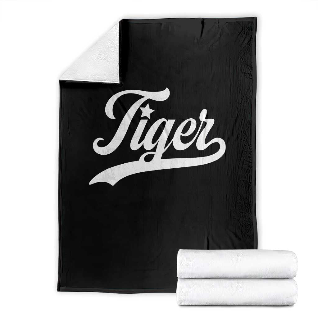 Retro Script Tigers Throw Blanket Vintage Sports Team Name TS10 Black Print Your Wear