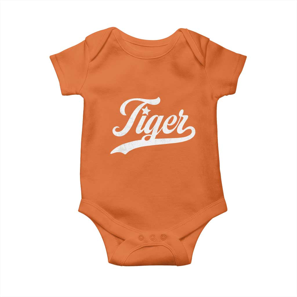 Retro Script Tigers Baby Onesie Vintage Team Name TS10 Orange Print Your Wear
