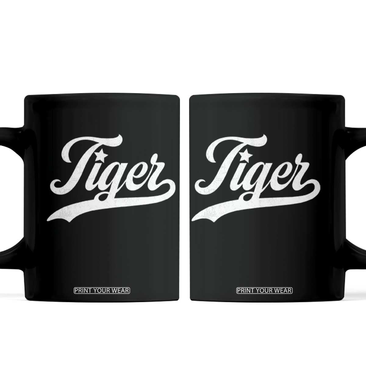 Retro Script Tigers Coffee Mug Vintage Sports Team Name TS10 Black Print Your Wear