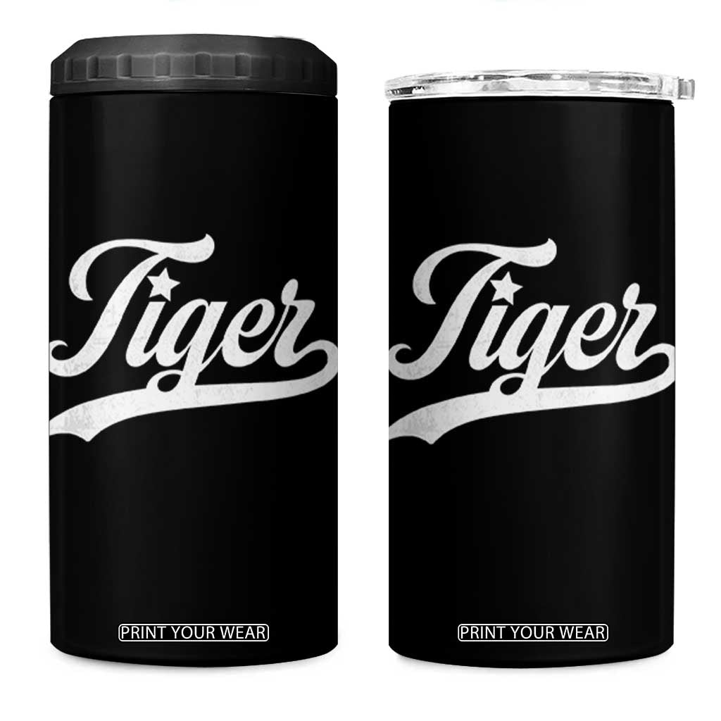 Retro Script Tiger 4 in 1 Can Cooler Tumbler Vintage Sports Team Name TS10 One Size: 16 oz Black Print Your Wear