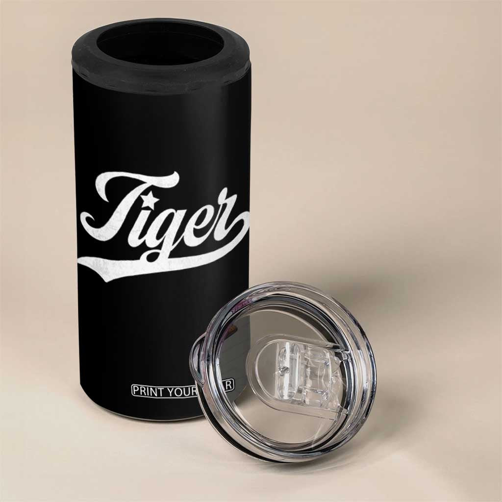 Retro Script Tigers 4 in 1 Can Cooler Tumbler Vintage Sports Team Name TS10 Print Your Wear