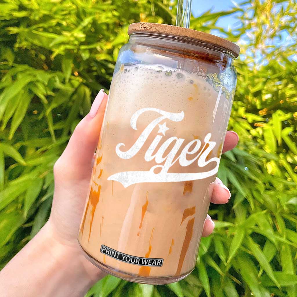 Retro Script Tigers Glass Can Vintage Sports Team Name TS10 Black Print Your Wear