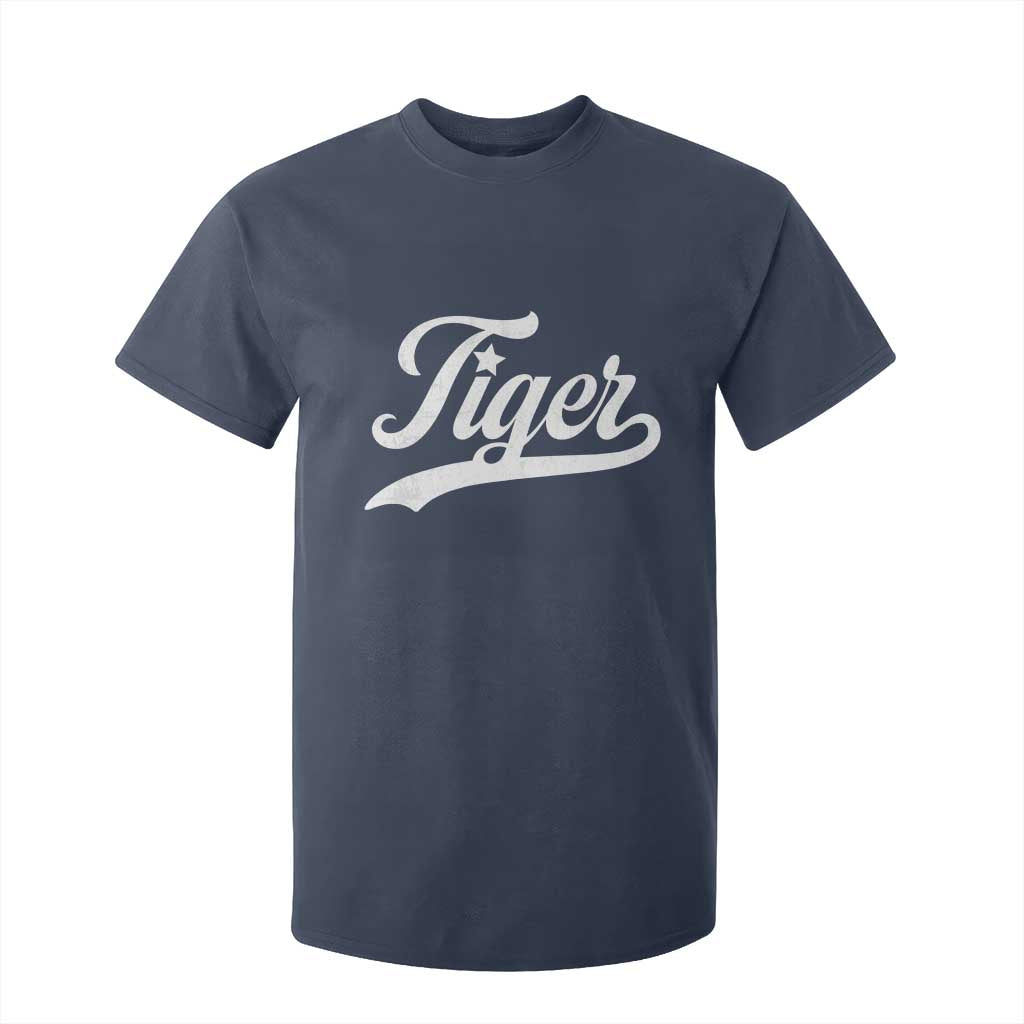 Retro Script Tigers T Shirt For Kid Vintage Team Name TS10 Navy Print Your Wear