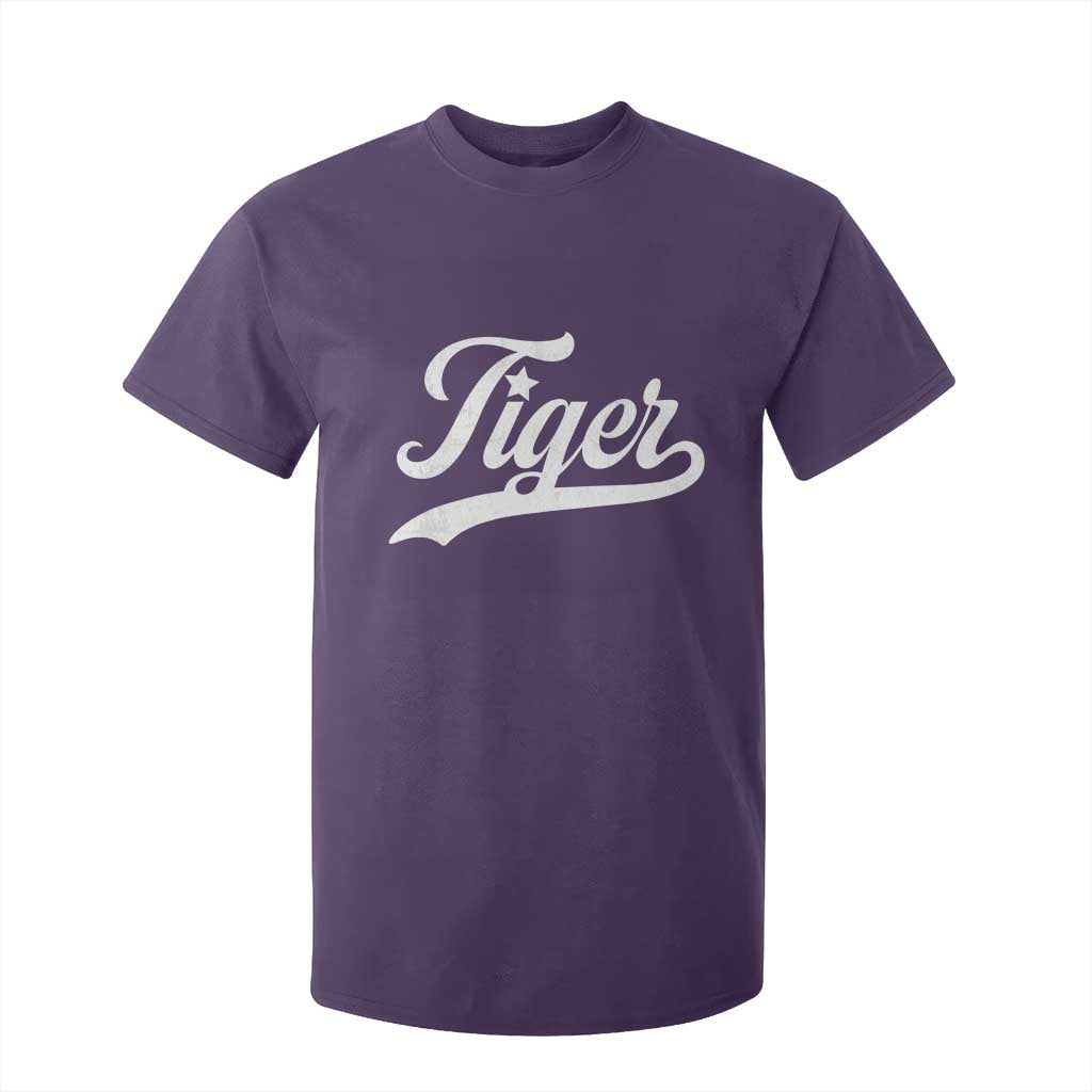 Retro Script Tigers T Shirt For Kid Vintage Team Name TS10 Purple Print Your Wear