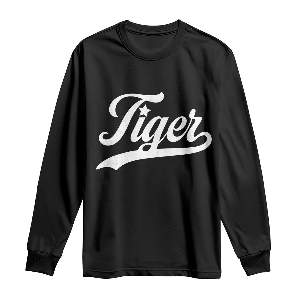Retro Script Tiger Long Sleeve Shirt Vintage Sports Team Name TS10 Black Print Your Wear