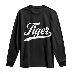 Retro Script Tiger Long Sleeve Shirt Vintage Sports Team Name TS10 Black Print Your Wear