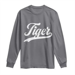 Retro Script Tigers Long Sleeve Shirt Vintage Team Name TS10 Charcoal Print Your Wear
