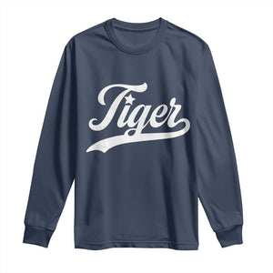 Retro Script Tiger Long Sleeve Shirt Vintage Sports Team Name TS10 Navy Print Your Wear