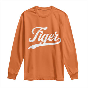 Retro Script Tiger Long Sleeve Shirt Vintage Sports Team Name TS10 Orange Print Your Wear