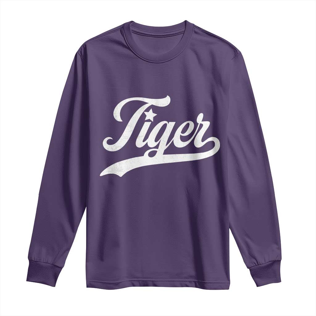 Retro Script Tiger Long Sleeve Shirt Vintage Sports Team Name TS10 Purple Print Your Wear