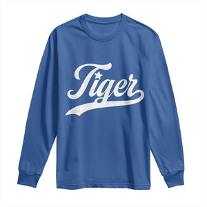 Retro Script Tigers Long Sleeve Shirt Vintage Team Name TS10 Royal Blue Print Your Wear