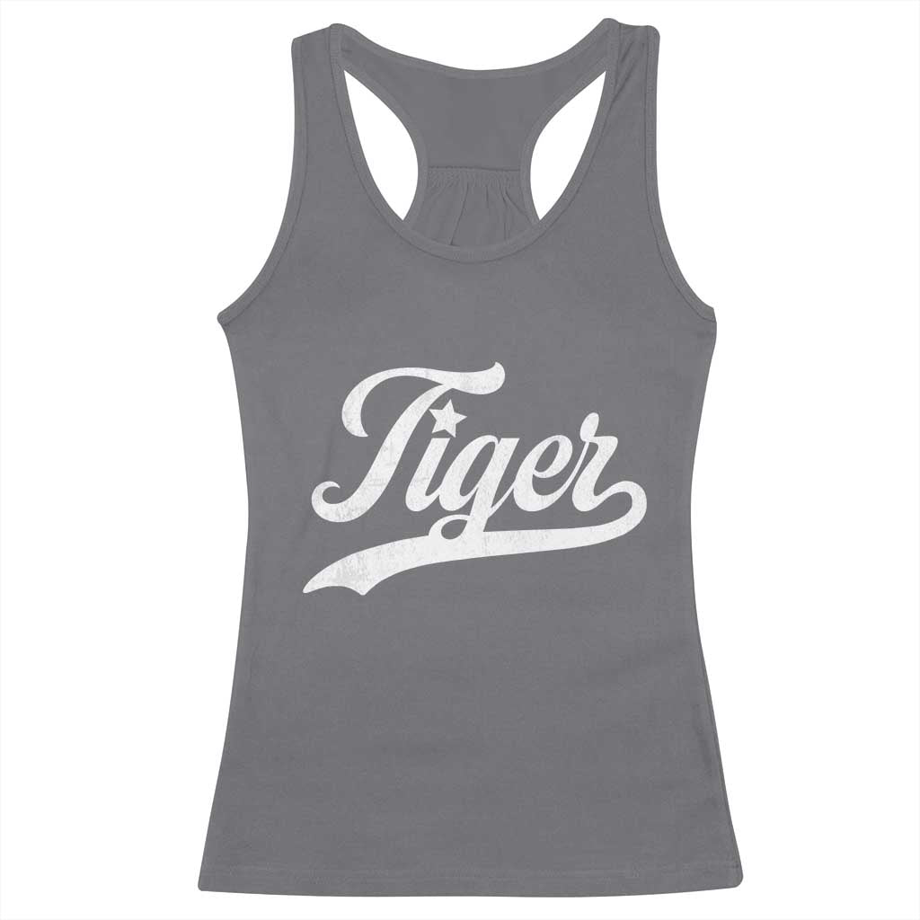 Retro Script Tigers Racerback Tank Top Vintage Team Name TS10 Charcoal Print Your Wear