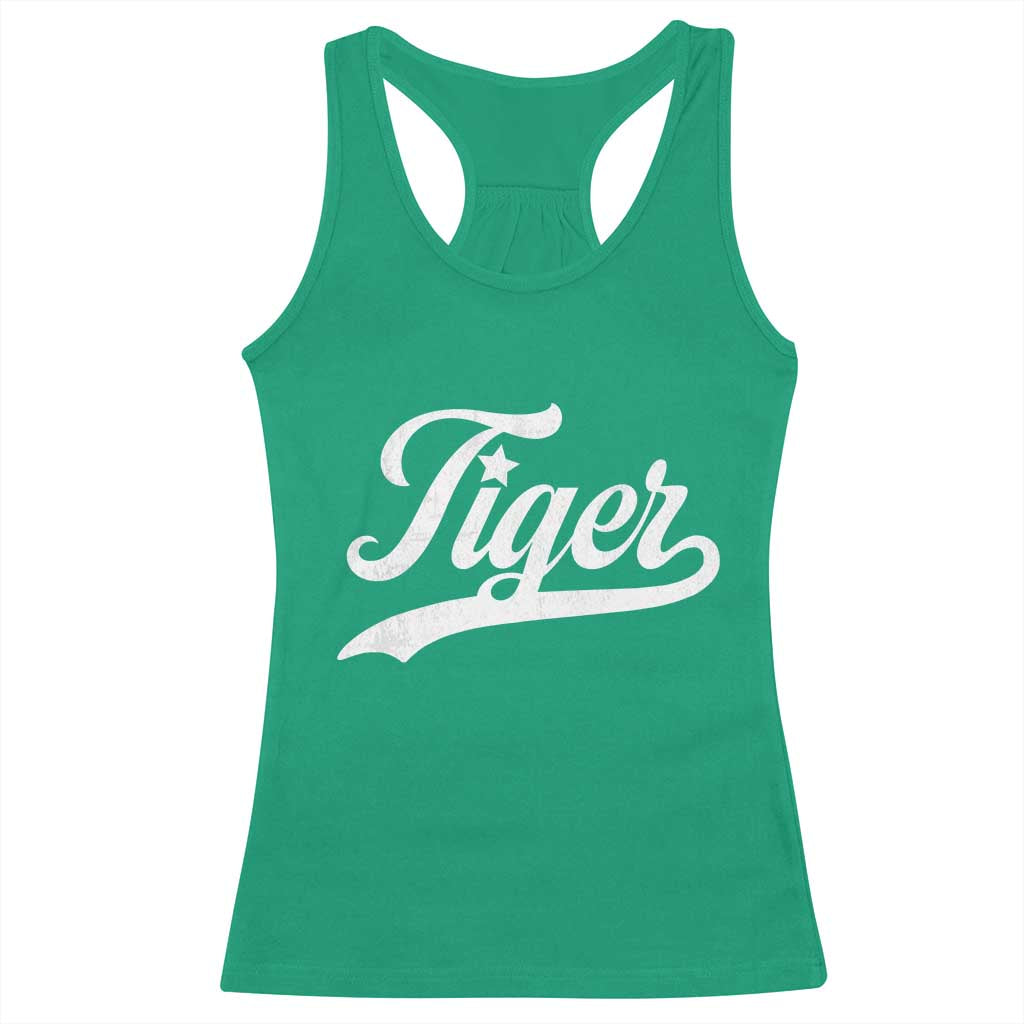 Retro Script Tigers Racerback Tank Top Vintage Team Name TS10 Irish Green Print Your Wear
