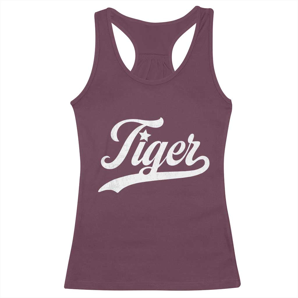 Retro Script Tigers Racerback Tank Top Vintage Team Name TS10 Maroon Print Your Wear