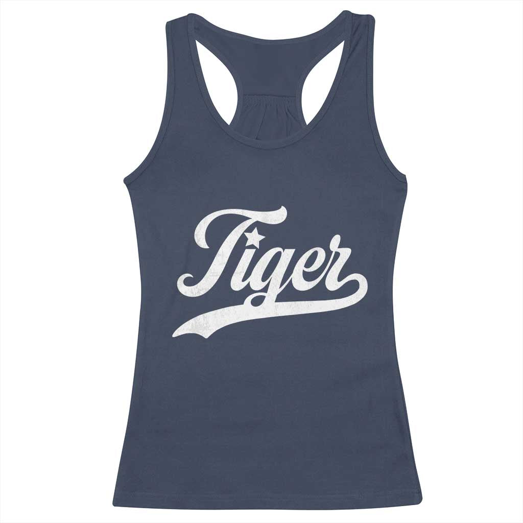 Retro Script Tigers Racerback Tank Top Vintage Team Name TS10 Navy Print Your Wear