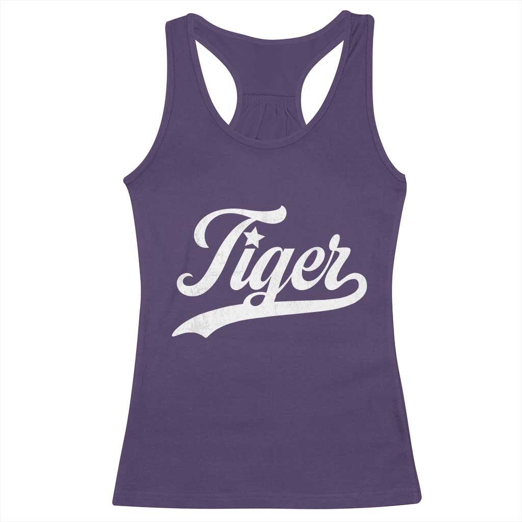 Retro Script Tigers Racerback Tank Top Vintage Team Name TS10 Purple Print Your Wear