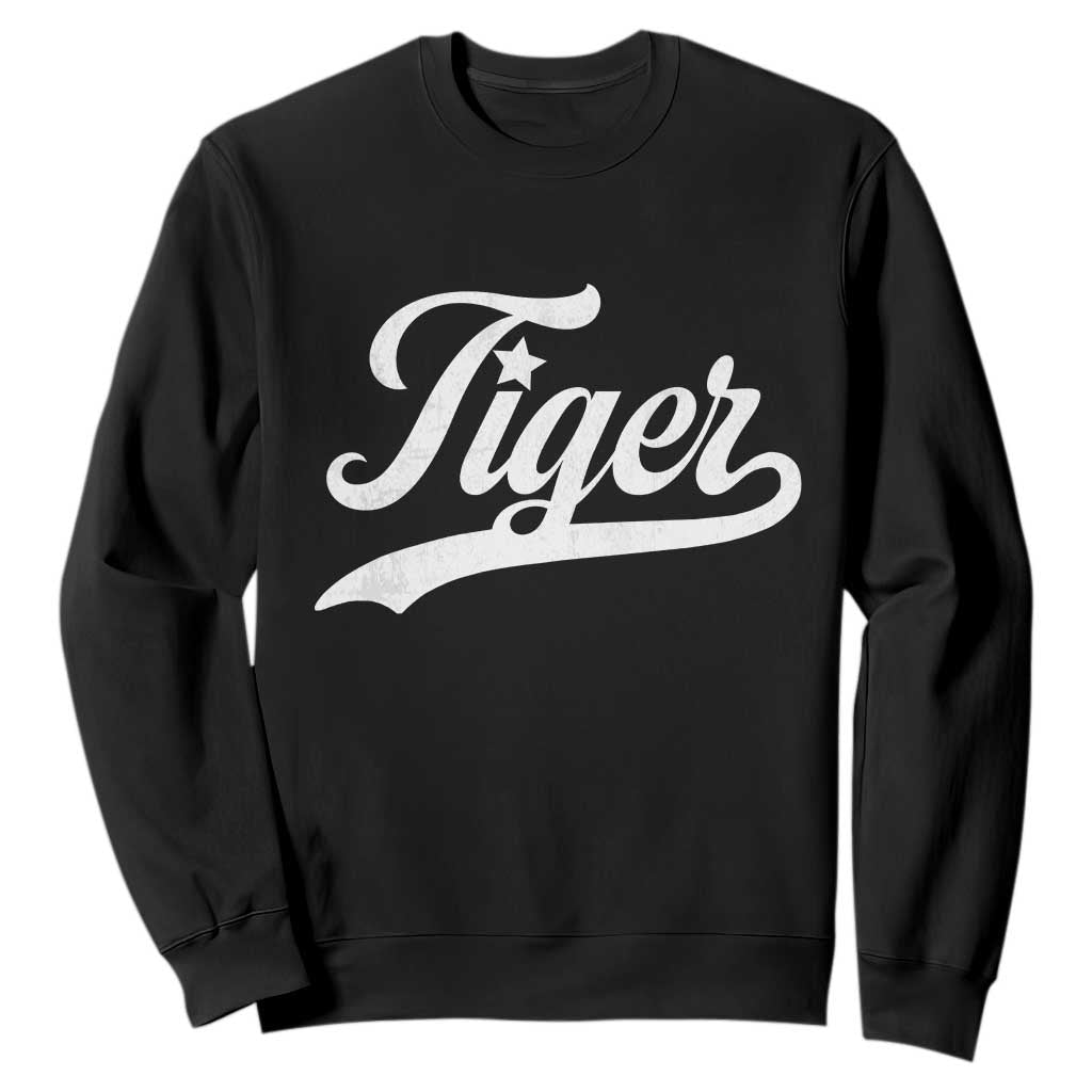 Retro Script Tigers Sweatshirt Vintage Team Name TS10 Black Print Your Wear