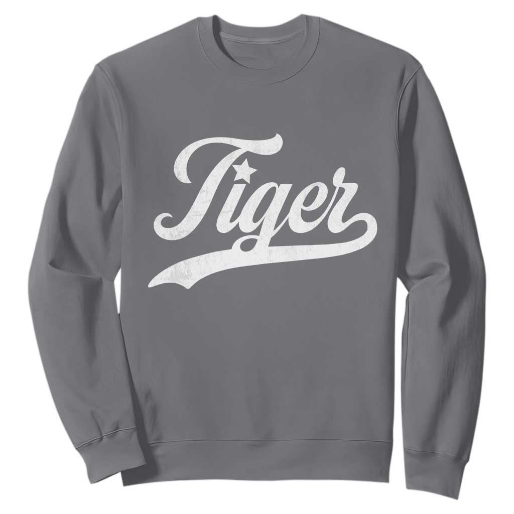 Retro Script Tigers Sweatshirt Vintage Team Name TS10 Charcoal Print Your Wear