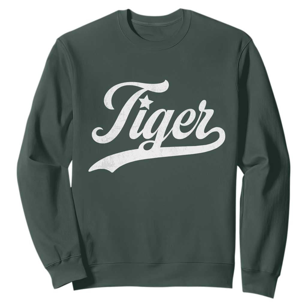 Retro Script Tigers Sweatshirt Vintage Team Name TS10 Dark Forest Green Print Your Wear