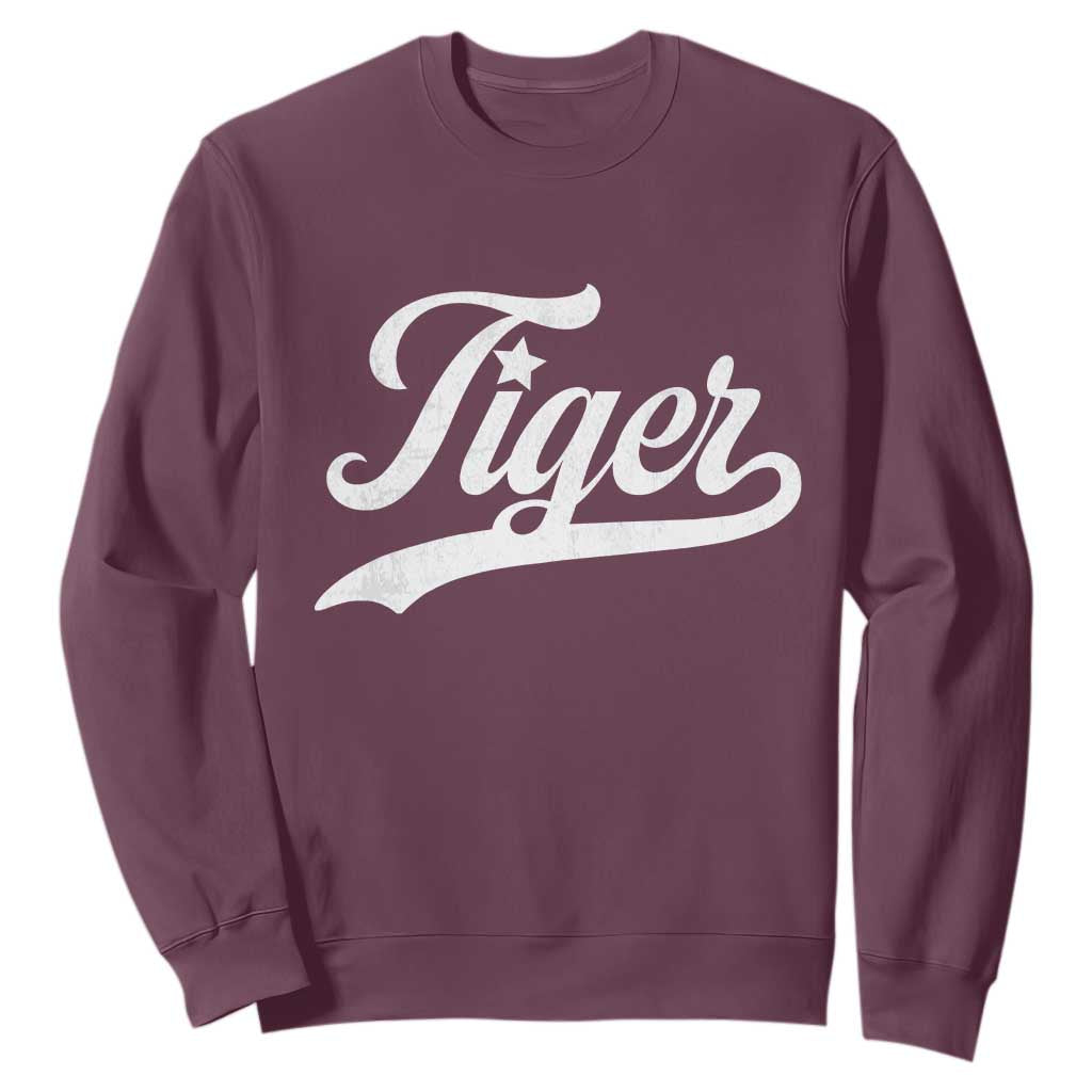 Retro Script Tigers Sweatshirt Vintage Team Name TS10 Maroon Print Your Wear
