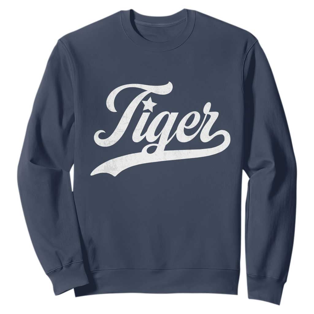Retro Script Tigers Sweatshirt Vintage Team Name TS10 Navy Print Your Wear