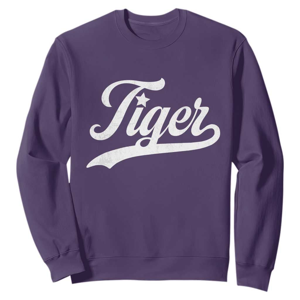 Retro Script Tiger Sweatshirt Vintage Sports Team Name TS10 Purple Print Your Wear