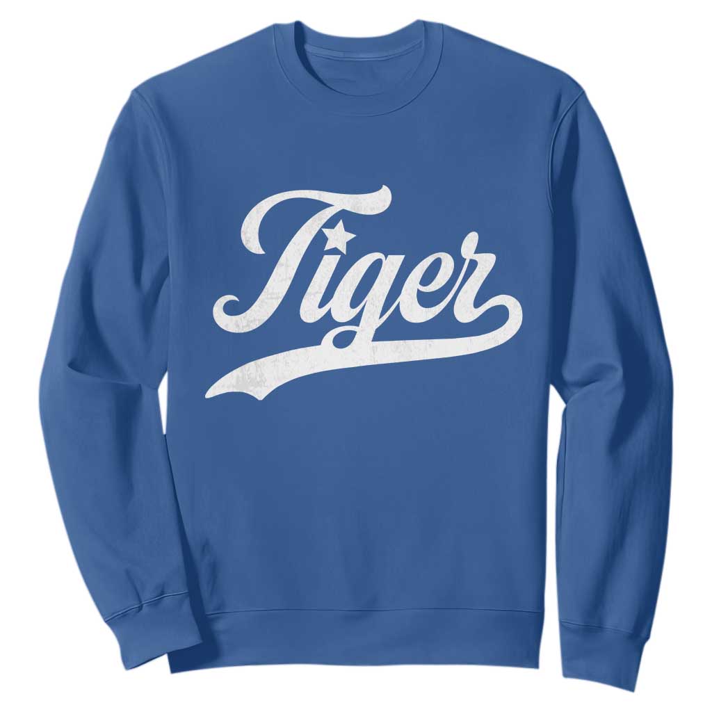 Retro Script Tigers Sweatshirt Vintage Team Name TS10 Royal Blue Print Your Wear