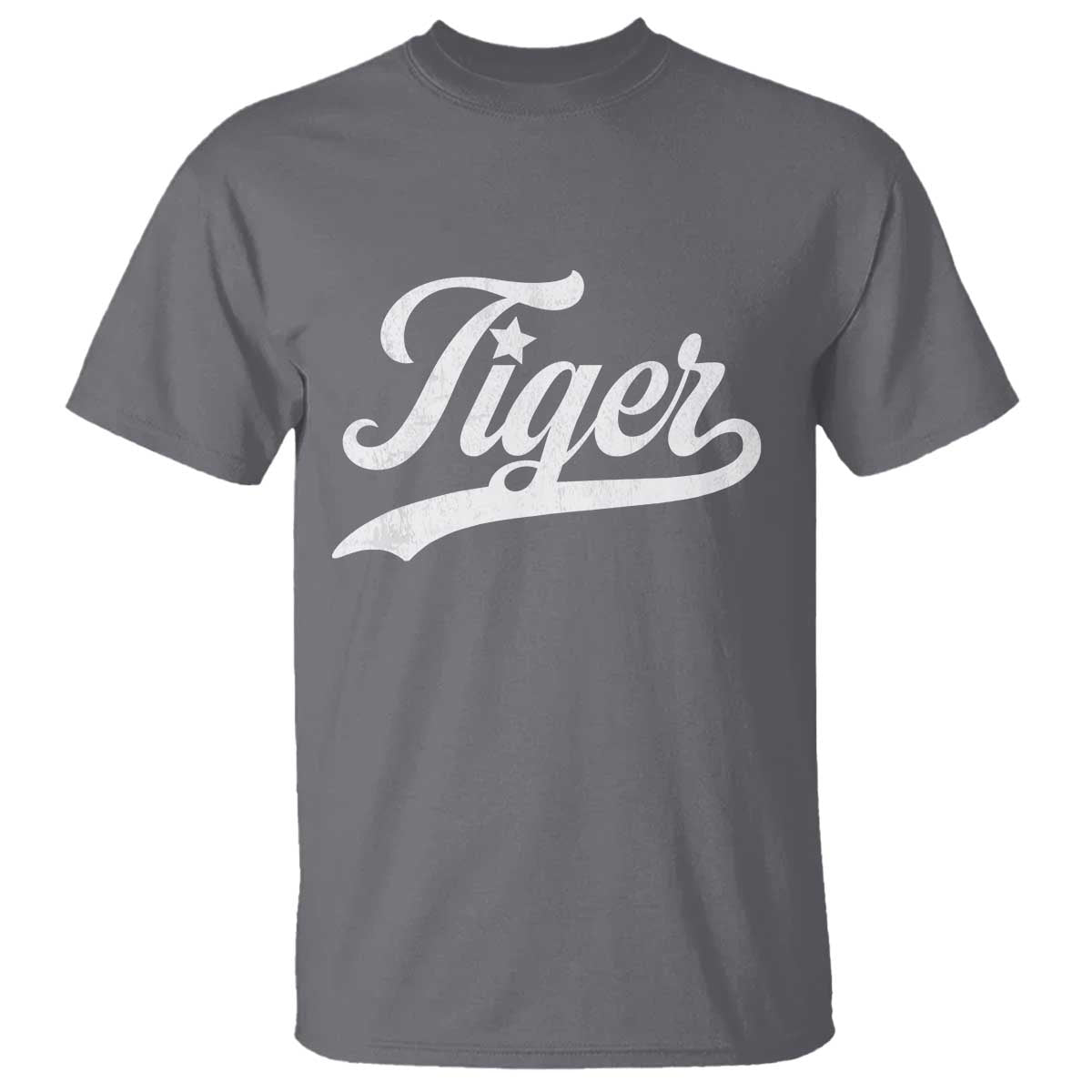Retro Script Tigers T Shirt Vintage Team Name TS10 Charcoal Print Your Wear