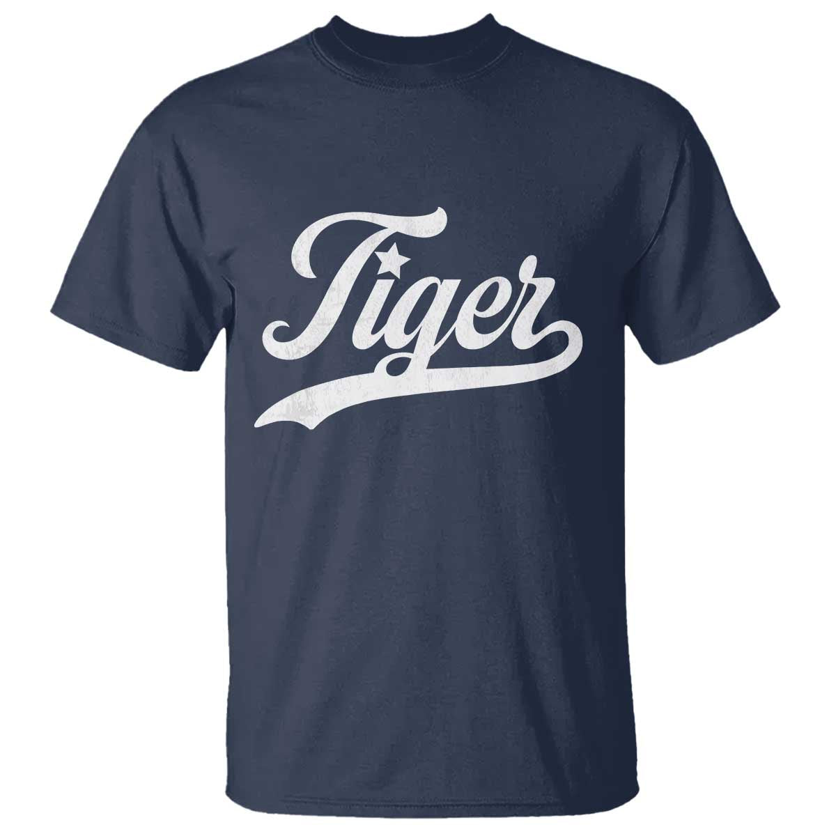 Retro Script Tigers T Shirt Vintage Team Name TS10 Navy Print Your Wear