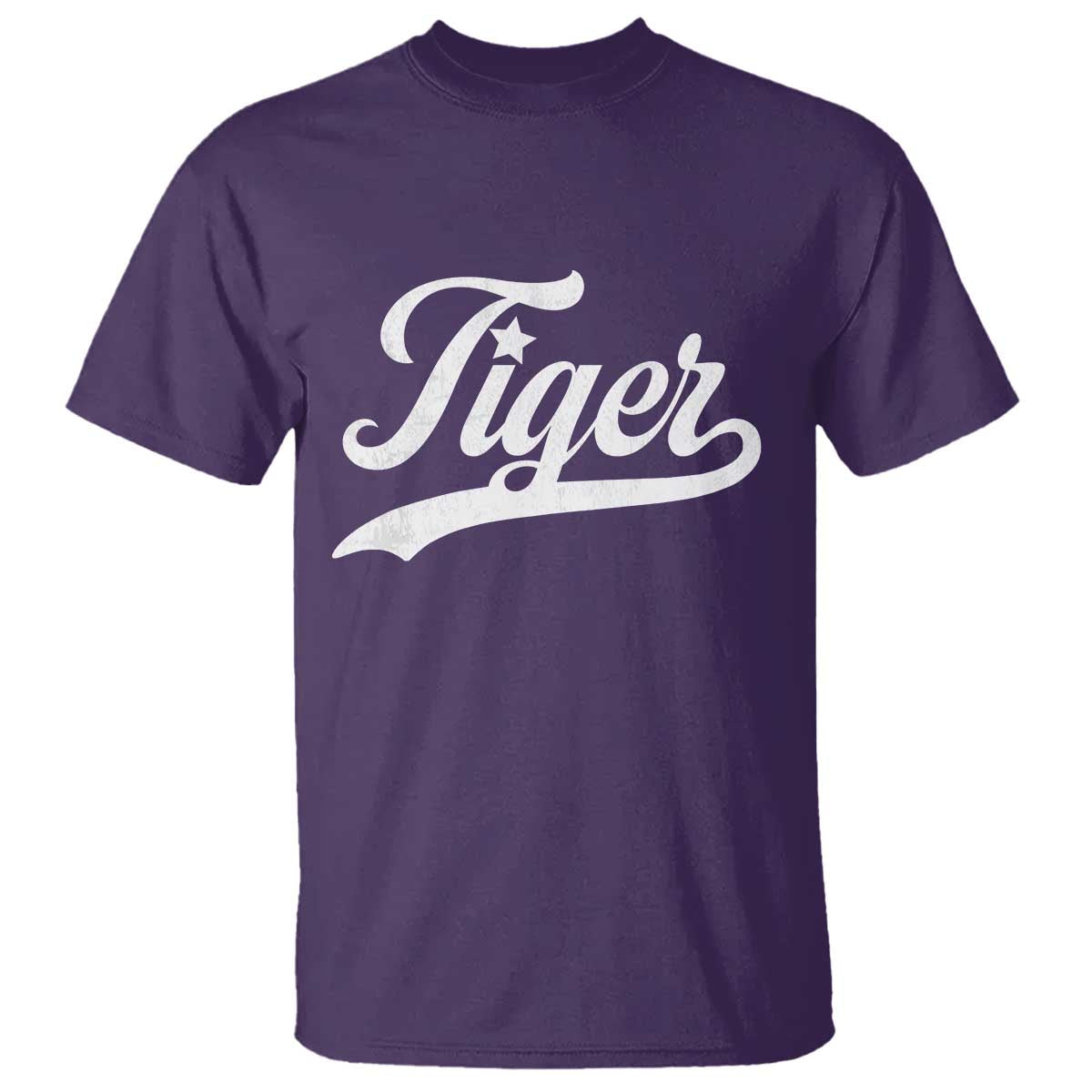Retro Script Tigers T Shirt Vintage Team Name TS10 Purple Print Your Wear