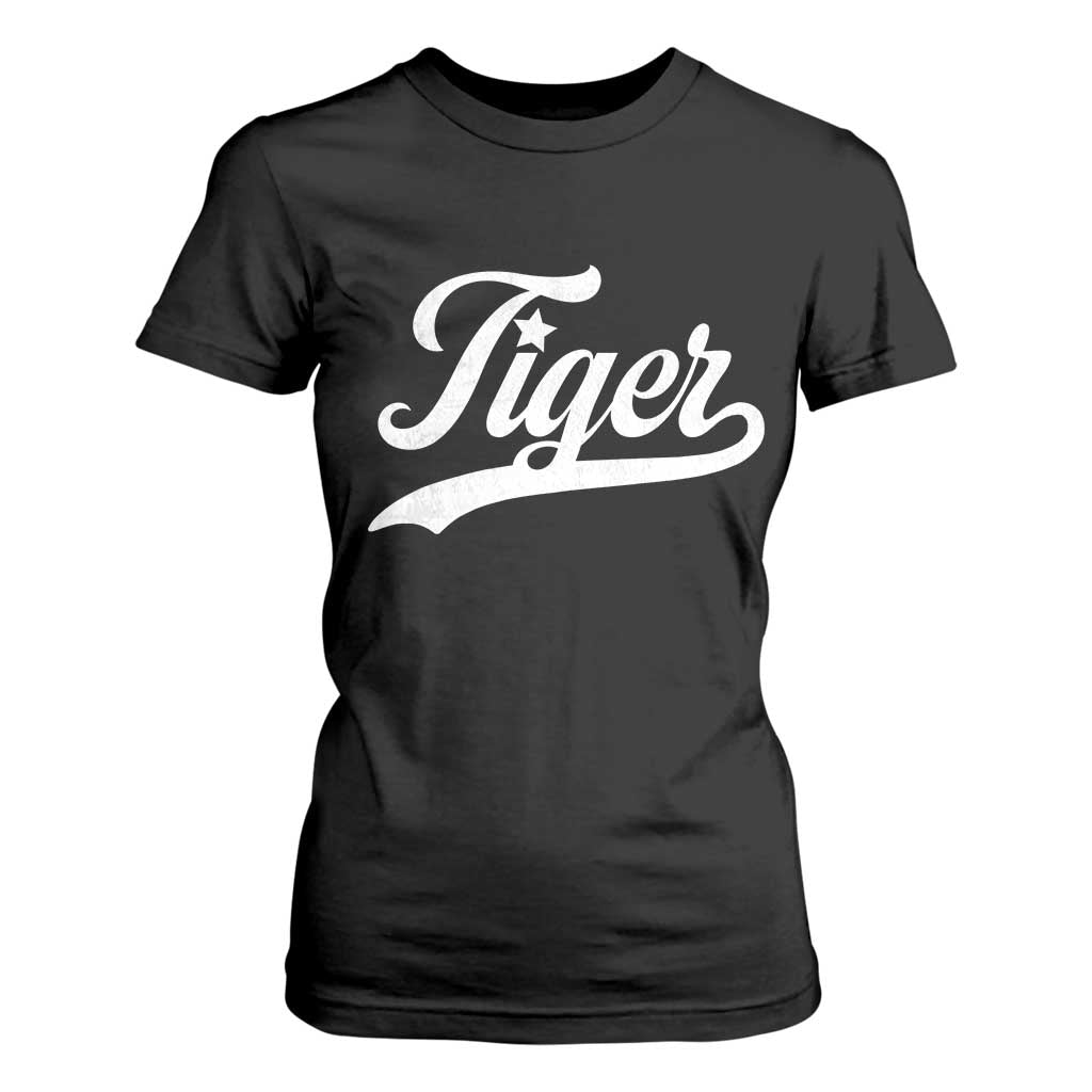 Retro Script Tigers T Shirt For Women Vintage Team Name TS10 Black Print Your Wear
