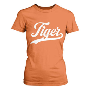 Retro Script Tiger T Shirt For Women Vintage Sports Team Name TS10 Orange Print Your Wear