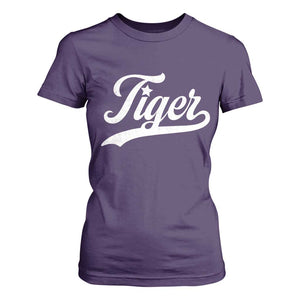 Retro Script Tiger T Shirt For Women Vintage Sports Team Name TS10 Purple Print Your Wear