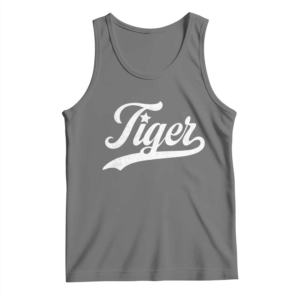 Retro Script Tigers Tank Top Vintage Sports Team Name TS10 Black Heather Print Your Wear