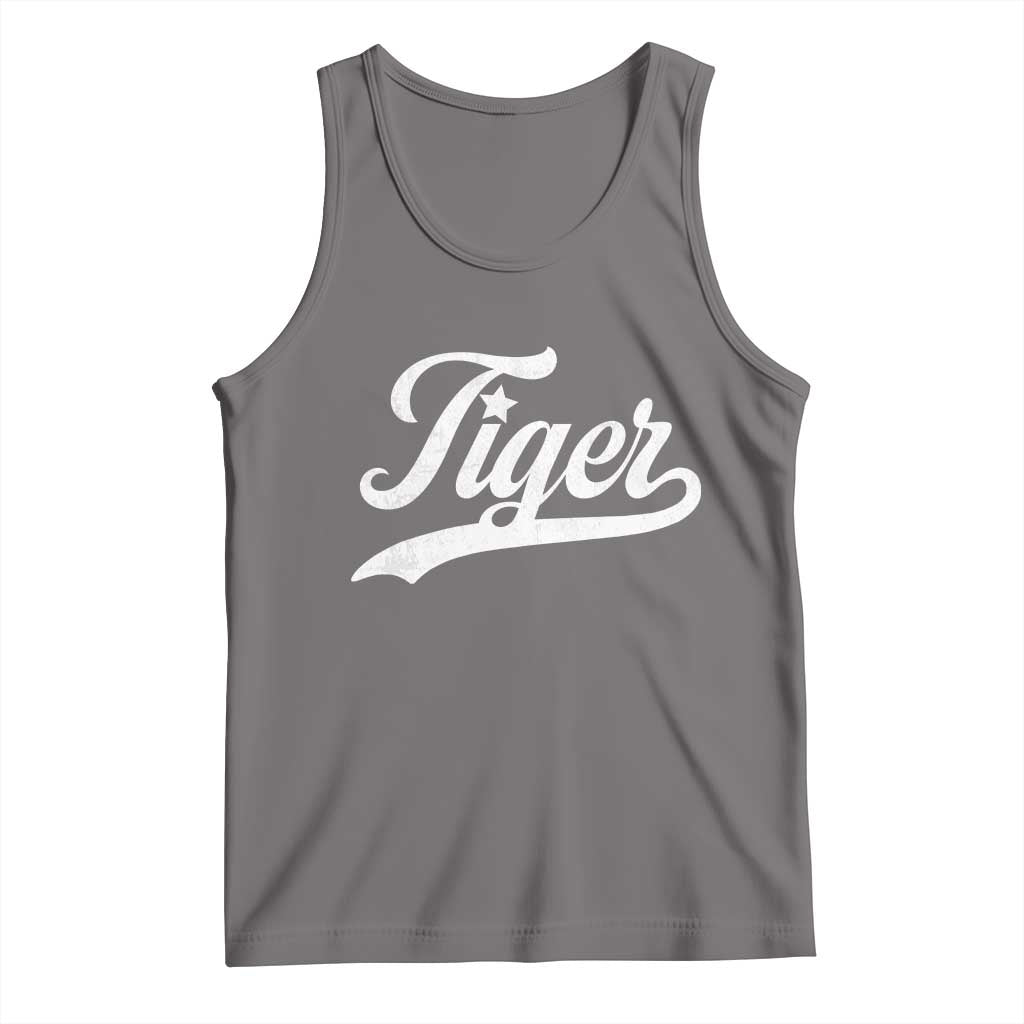 Retro Script Tigers Tank Top Vintage Sports Team Name TS10 Deep Heather Print Your Wear