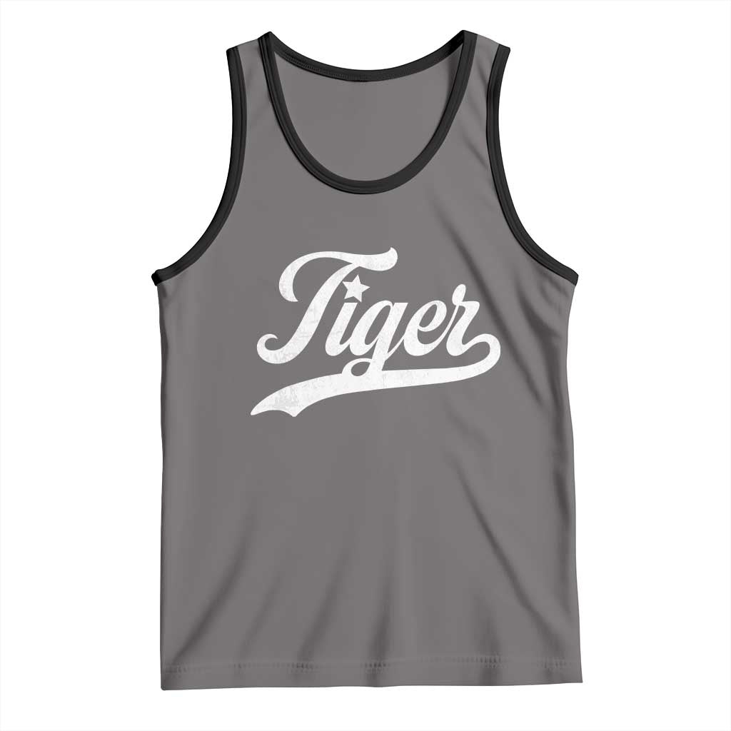 Retro Script Tigers Tank Top Vintage Sports Team Name TS10 Deep Heather Black Print Your Wear