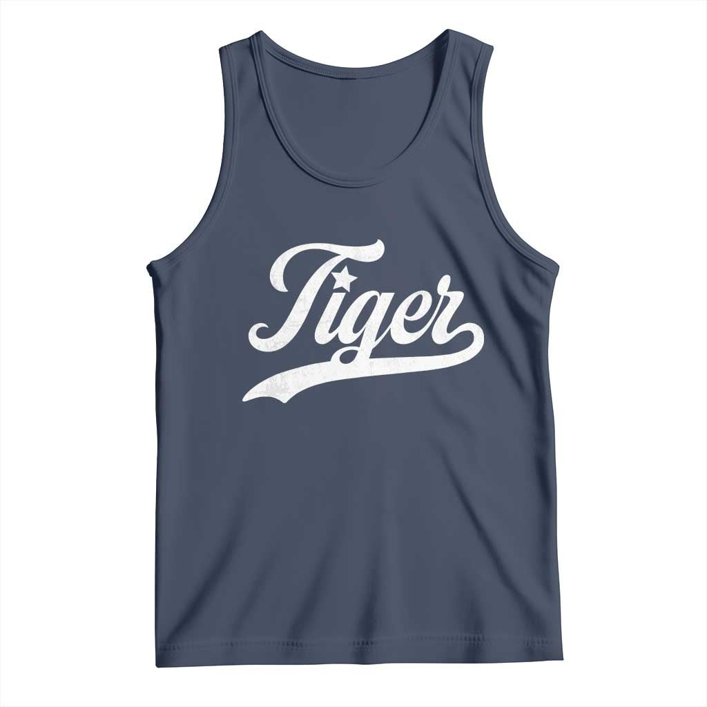 Retro Script Tigers Tank Top Vintage Sports Team Name TS10 Navy Print Your Wear