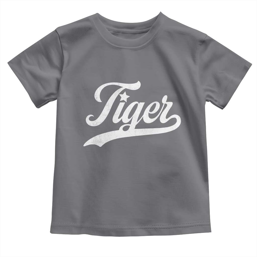Retro Script Tiger Toddler T Shirt Vintage Sports Team Name TS10 Charcoal Print Your Wear