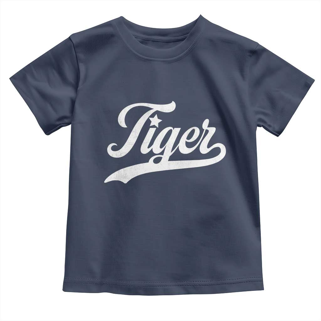 Retro Script Tiger Toddler T Shirt Vintage Sports Team Name TS10 Navy Print Your Wear
